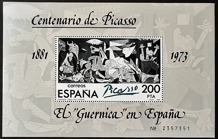 Мини-блок. "Художники - Пабло Пикассо". 1981 год, Испания.