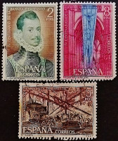 Набор почтовых марок (3 шт.). "400-летие битвы при Лепанто". 1971 год, Испания.