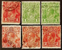 Набор марок (6 шт.). "Король Георг V". 1913-1936 годы, Австралия.