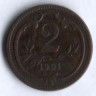 Монета 2 геллера. 1901 год, Австро-Венгрия.
