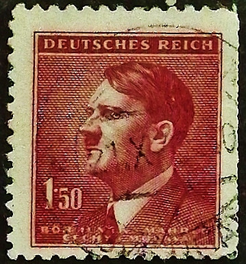 Почтовая марка (1,5 kr.). "Адольф Гитлер". 1942 год, Богемия и Моравия.
