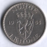 Монета 1 крона. 1953 год, Норвегия.
