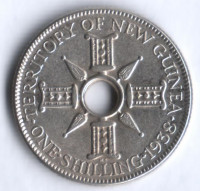 Монета 1 шиллинг. 1938 год, Новая Гвинея.