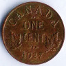 Монета 1 цент. 1927 год, Канада.