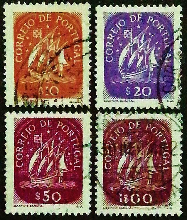 Набор марок (4 шт.). "Каравелла". 1943-1948 годы, Португалия.