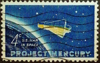 Почтовая марка. "Проект «Меркурий»: космический полёт полковника Джона Гленна". 1962 год, США.