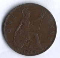 Монета 1 пенни. 1930 год, Великобритания.