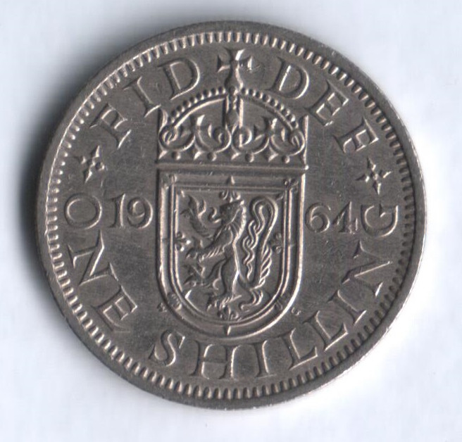 Монета 1 шиллинг. 1964 год, Великобритания (Герб Шотландии).