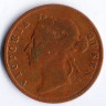 Монета 1 цент. 1901 год, Стрейтс Сетлментс.