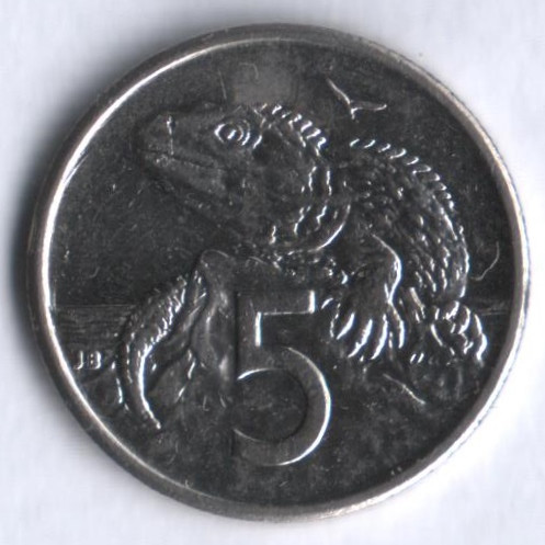 Монета 5 центов. 1996 год, Новая Зеландия.