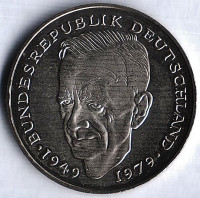 Монета 2 марки. 1982 год (J), ФРГ. Курт Шумахер.