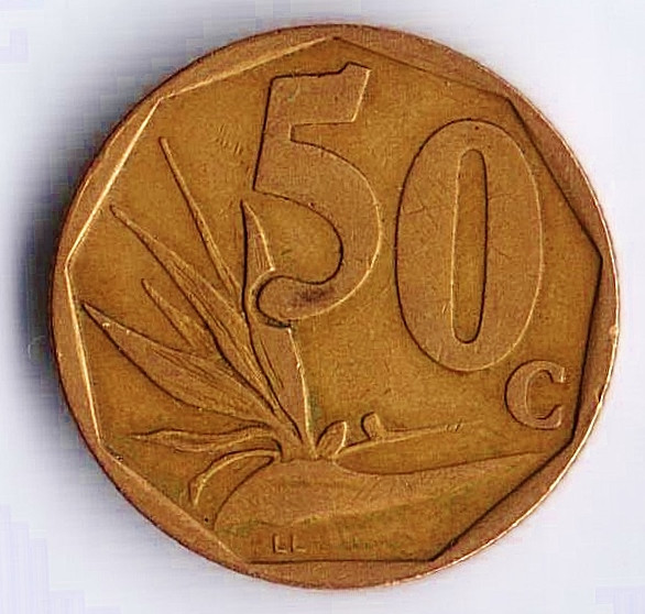 Монета 50 центов. 1998 год, ЮАР.