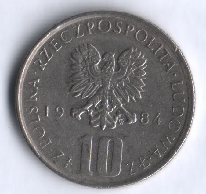 Монета 10 злотых. 1984 год, Польша. Болеслав Прус.