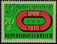 Марка почтовая. "25 лет Австрийского Спортлото". 1974 год, Австрия.
