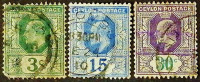 Набор почтовых марок (3 шт.). "Король Эдуард VII". 1904-1911 годы, Цейлон.