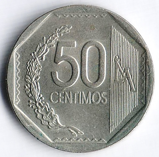 Монета 50 сентимо. 2011 год, Перу.