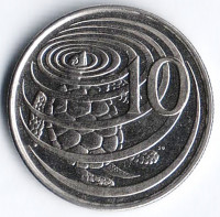 Монета 10 центов. 1992 год, Каймановы острова.