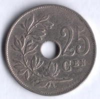 Монета 25 сантимов. 1921 год, Бельгия (Belgie).