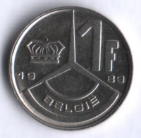 Монета 1 франк. 1989 год, Бельгия (Belgie).