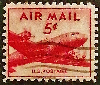 Почтовая марка (5 c.). "Авиапочта". 1947 год, США.
