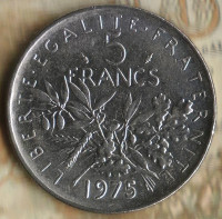 Монета 5 франков. 1975 год, Франция.
