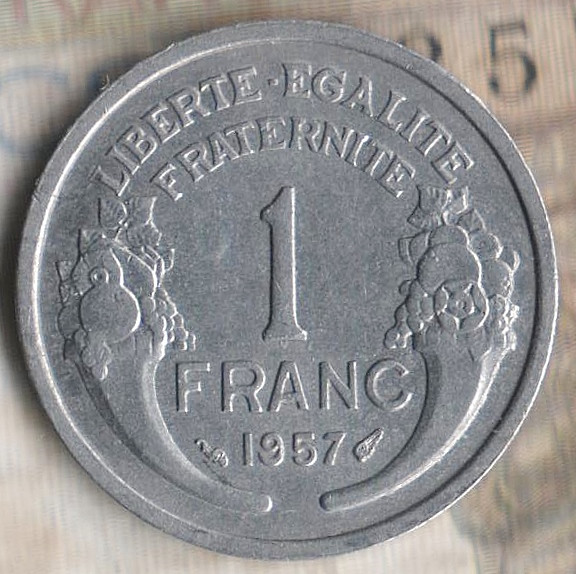 Монета 1 франк. 1957 год, Франция.