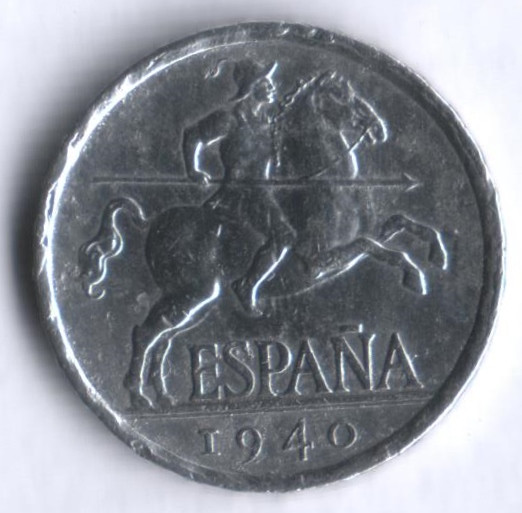 Монета 5 сентимо. 1940 год, Испания.