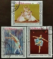 Набор почтовых марок (3 шт.). "Национальный балет, 30-летие". 1978 год, Куба.