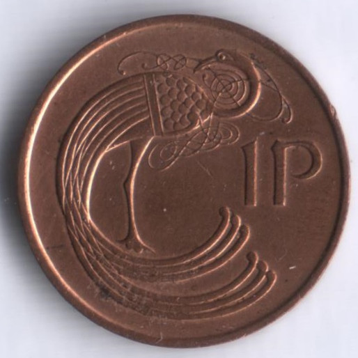 Монета 1 пенни. 1974 год, Ирландия.