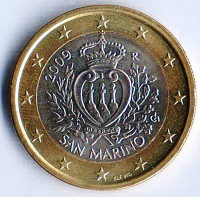 Монета 1 евро. 2009 год, Сан-Марино.