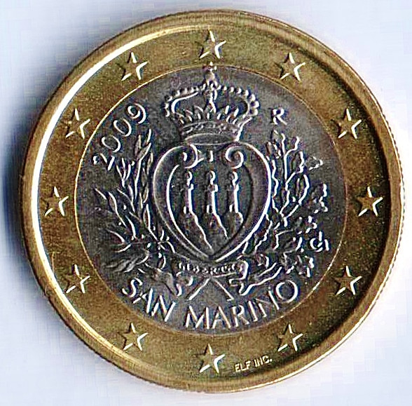 Монета 1 евро. 2009 год, Сан-Марино. Интернет-магазин для ...