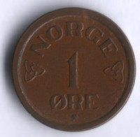 Монета 1 эре. 1956 год, Норвегия.