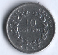 Монета 10 сентимо. 1958 год, Коста-Рика.