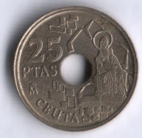 Монета 25 песет. 1998 год, Испания. Сеута.