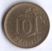 10 пенни. 1963 год, Финляндия.