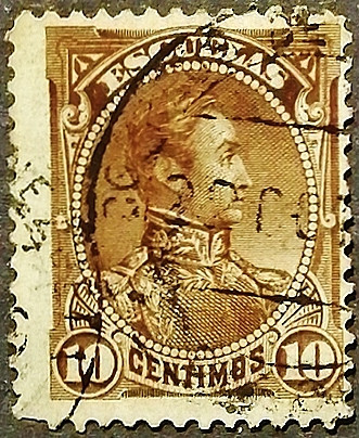 Фискальная марка (10 c.). "Симон Боливар". 1886 год, Венесуэла.