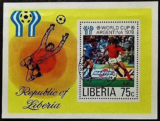 Мини-блок. "Чемпионат мира по футболу, Аргентина`1978". 1978 год, Либерия.
