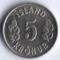 Монета 5 крон. 1978 год, Исландия.