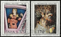 Набор почтовых марок (2 шт.). "Итальянское искусство (4-я серия)". 1977 год, Италия.