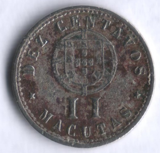 Монета 10 сентаво(2 макуты). 1927 год, Ангола (колония Португалии).
