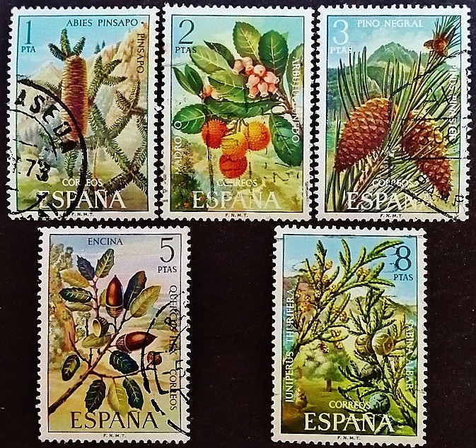 Набор почтовых марок (5 шт.). "Флора". 1972 год, Испания.
