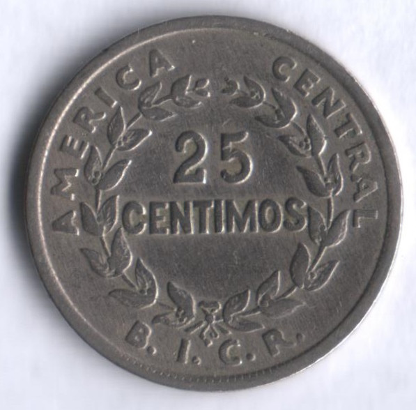 Монета 25 сентимо. 1935 год, Коста-Рика.