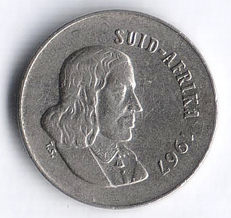 Монета 5 центов. 1967 год, ЮАР. Suid-Afrika.
