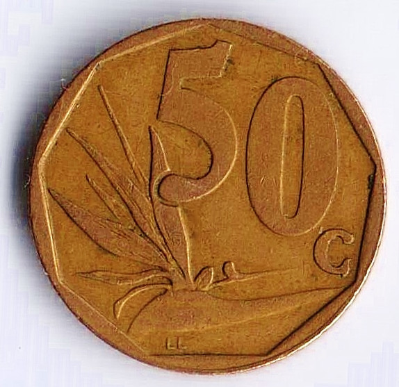 Монета 50 центов. 1999 год, ЮАР.