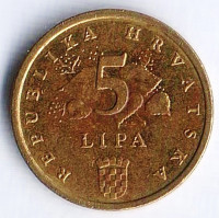Монета 5 лип. 2012 год, Хорватия.