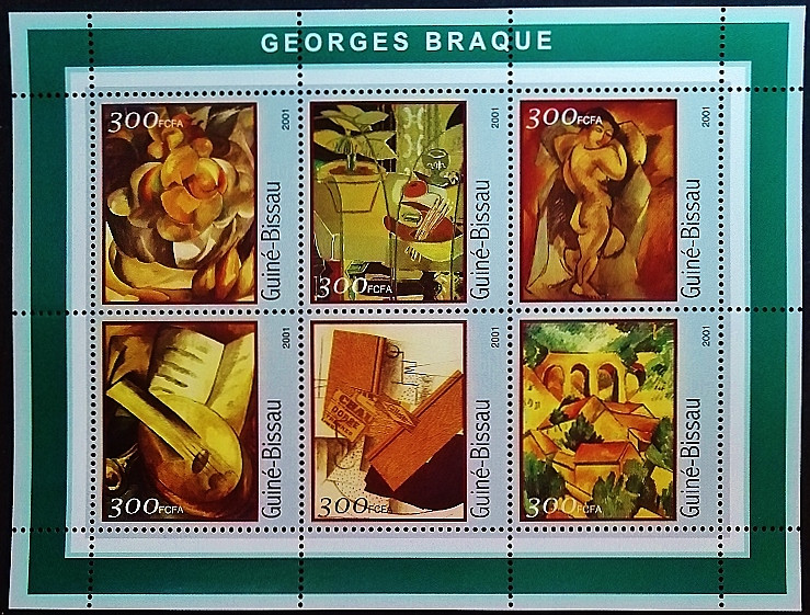 Блок марок (6 шт.). "Картины Жоржа Браке". 2001 год, Гвинея-Бисау.