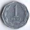 Монета 1 песо. 1992 год, Чили.
