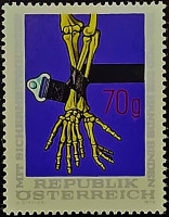 Марка почтовая. "Ремень безопасности". 1975 год, Австрия.
