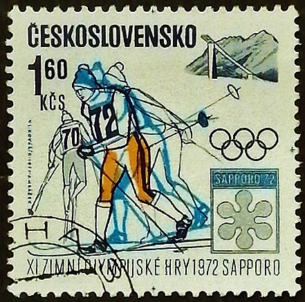 Почтовая марка. "Зимние Олимпийские игры - Саппоро`1972". 1971 год, Чехословакия.