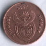 1 цент. 2001 год, ЮАР. (Isewula Afrika).